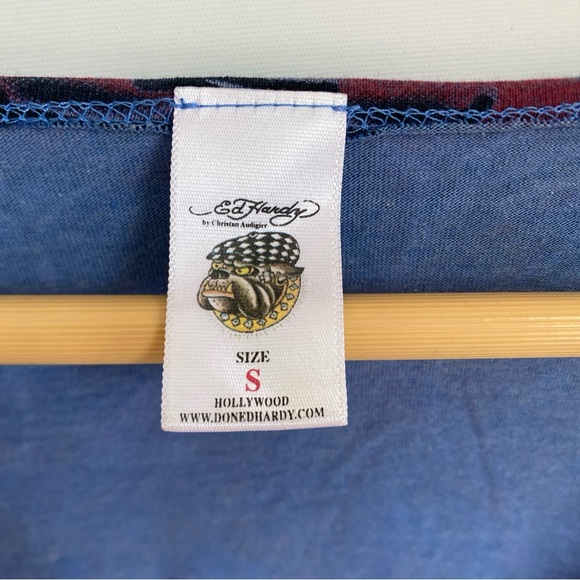 ED HARDY Y2K Vintage V Neck T Shirt Cover Up Tunic Drawstring Beach/Swim Size S - Picture 9 of 9